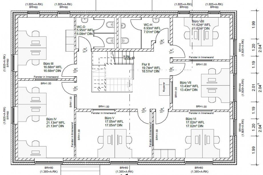 Grundriss Obergeschoss B�rohaus Quickborn