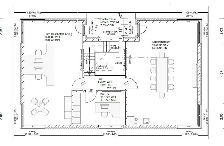 Grundriss Staffelgeschoss B�rohaus Quickborn