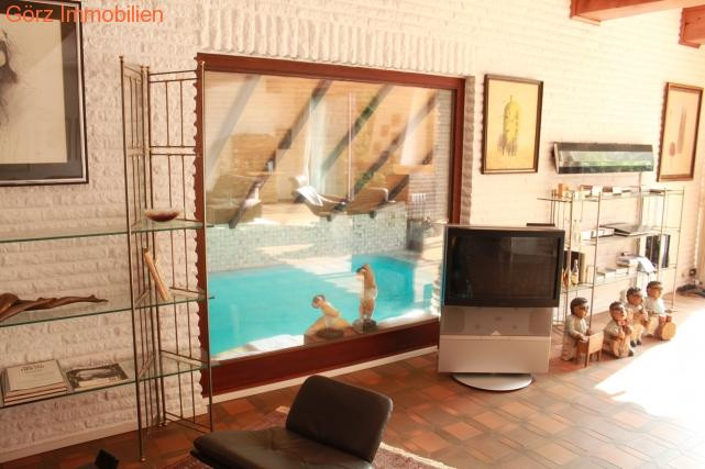 Blick zum Schwimmbad Einfamilienhaus Quickborn-Heide
