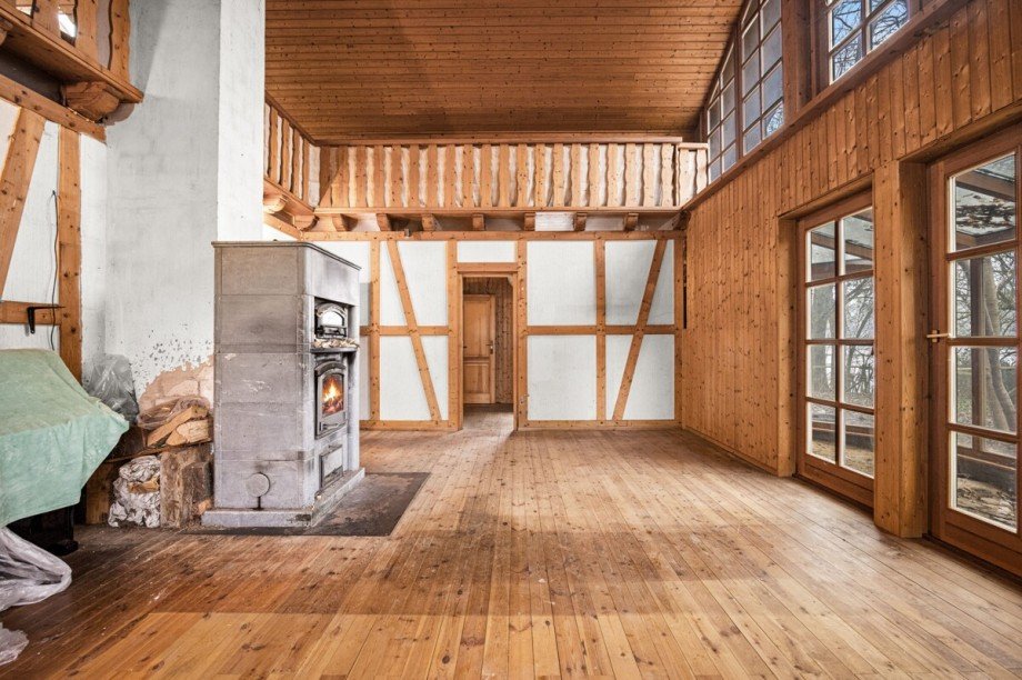 Wohnzimmer/Heizofen Einfamilienhaus Sieversh�tten