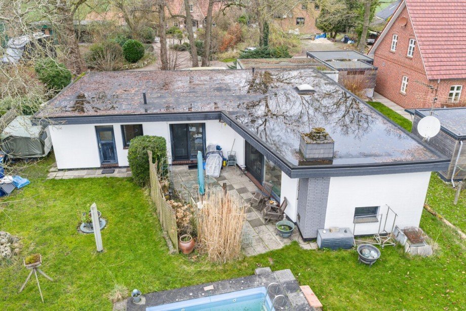 Gartenansicht von oben Bungalow H�ttblek
